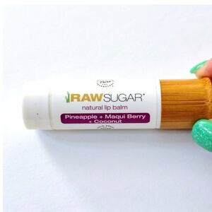 Raw Sugar Natural Lip Balm Pineapple + Maqui Berry + Coconut 0.25 Oz NEW